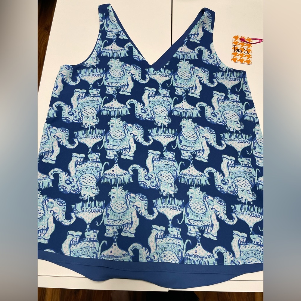 Lilly Pulitzer reversible blouse. Fun elephant print. Dimensions included in pic